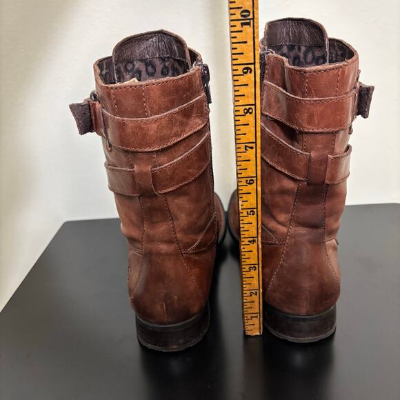 Born Leather Moto Boots Women’s 7.5 Brown Buckle Zip Rugged Comfort - Picture 5 of 8